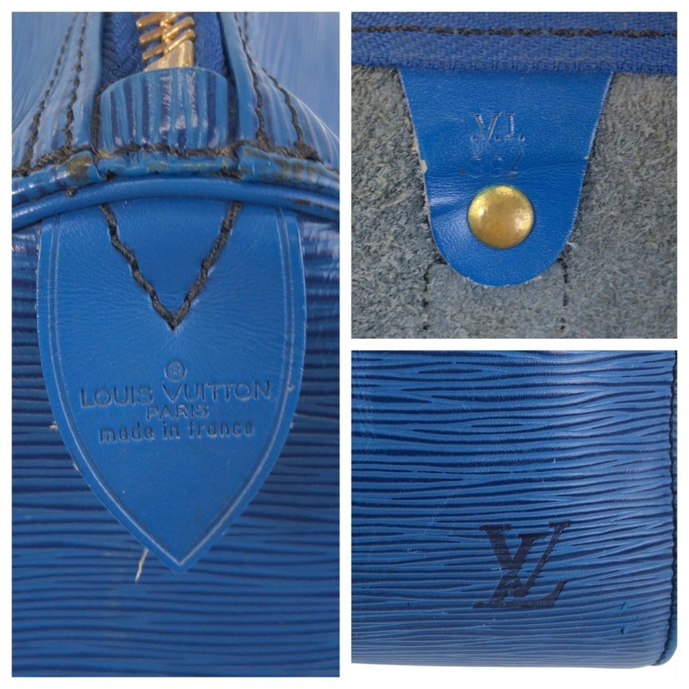 LOUIS VUITTON Epi Keepall 45 Blue Gold Hardware Leather M42975 Boston Bag - Picture 10 of 10